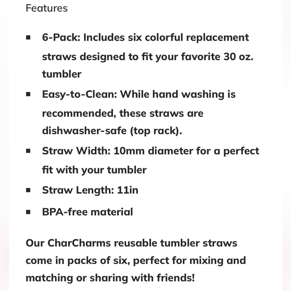 Char Charms color changing tumbler straws - Picture 6 of 6